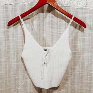 White Knit Crop Top